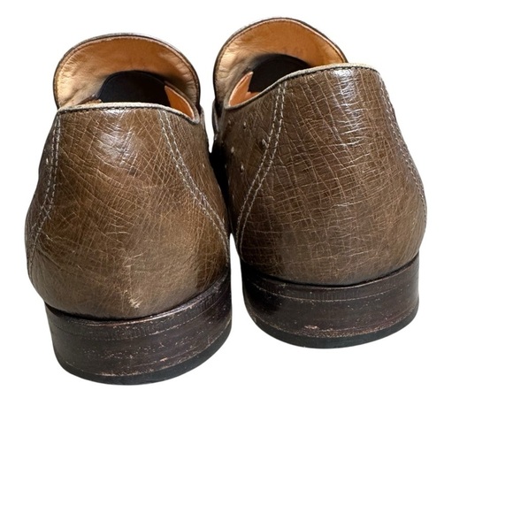 Moreschi Made In Italy Men\'s 8 Ostrich Skin Leather Loafer Shoes Brown main image 10